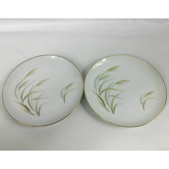 Vintage Mikasa Fine China Laguna 6144 Gold Trim Wheat Bread Plate Japan Lot of 2 - Picture 1 of 4